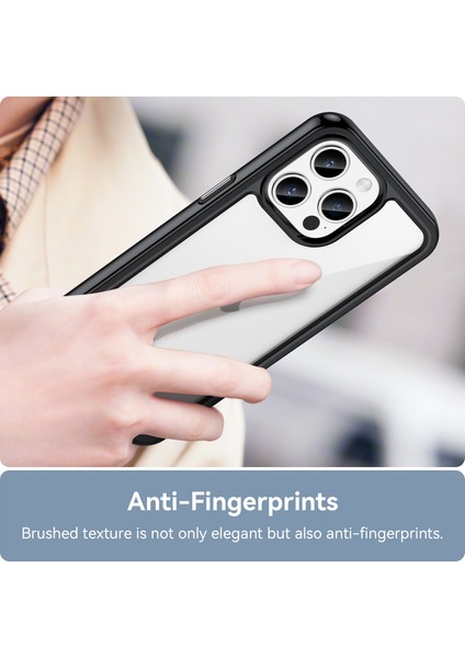 iPhone 15 Pro Tpu+Akrilik Darbeye Dayanıklı Cep Telefonu Arka Kapağı Şeffaf Koruyucu Kılıf-Siyah (Yurt Dışından) fırsatları