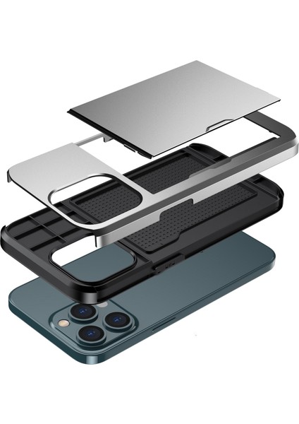 iPhone 14 Pro Max 6.7 Inç Tpu+Pc Hibrit Kılıf Darbeye Dayanıklı Telefon Kılıfı Sürgülü Kart Tutucu-Gri (Yurt Dışından) modelleri