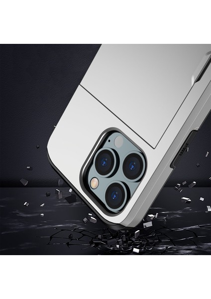 iPhone 14 Pro Max 6.7 Inç Tpu+Pc Hibrit Kılıf Darbeye Dayanıklı Telefon Kılıfı Sürgülü Kart Tutucu-Gri (Yurt Dışından) fırsatları