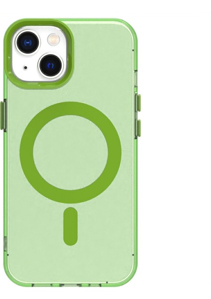 Candy Series iPhone 14/13 Kılıfı Magsafe Pc+Tpu+Pet Düşmeye Karşı Telefon Kılıfı ile Uyumlu-Yeşil (Yurt Dışından)