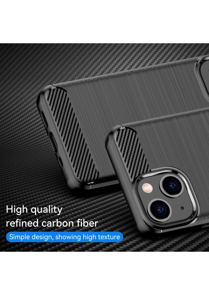 1.8mm Karbon Fiber Fırçalanmış Doku Esnek Tpu Telefon Arka Kılıfı Koruyucu Kılıf iPhone 13 Mini 5.4 Inç-Siyah (Yurt Dışından) fiyatları