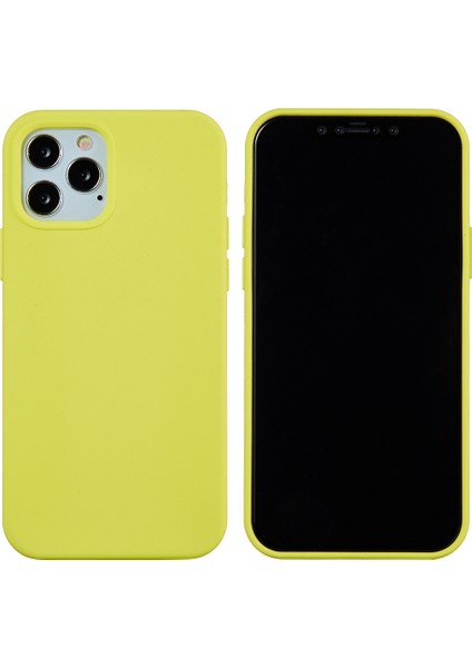 iPhone 12 Pro Max 6.7 Inç Sıvı Silikon Yumuşak Cep Telefonu Kılıfı Akıllı Telefon Kılıfı-Sarı (Yurt Dışından)