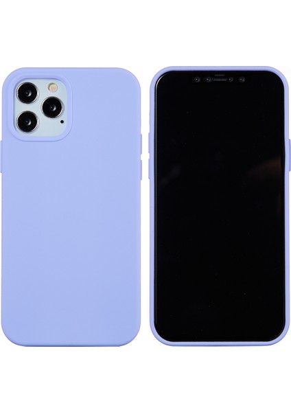 iPhone 12 Pro Max 6.7 Inç Sıvı Silikon Yumuşak Cep Telefonu Kılıfı Akıllı Telefon Kılıfı-Açık Mor (Yurt Dışından)
