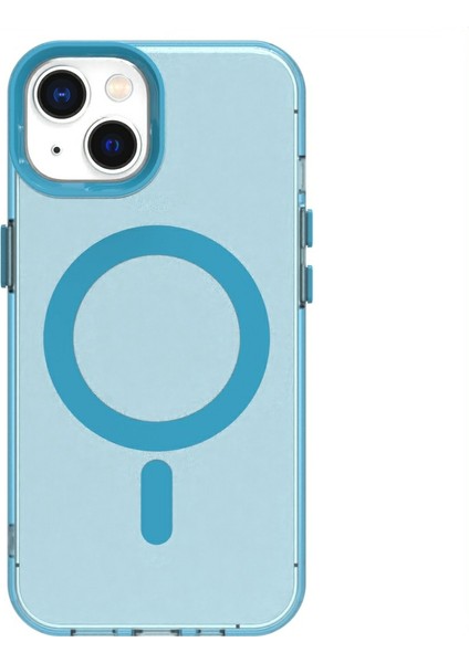 Candy Series iPhone 15 Plus/14 Plus Kılıf Magsafe Pc+Tpu+Pet Düşmeye Karşı Telefon Kılıfı ile Uyumlu-Mavi (Yurt Dışından)