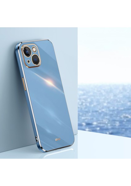 Xınlı iPhone 15 Plus Elektrokaplama Altın Kenarlı Çizilmez Telefon Kılıfı Tpu Arka Kapak-Mavi (Yurt Dışından) indirimleri