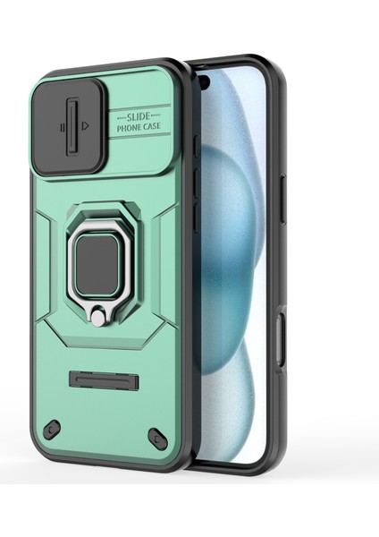 iPhone 16 Plus Kılıf Pc+Tpu Camshield Telefon Kılıfı Halka Tutucu Destekli-Yeşil (Yurt Dışından) modelleri
