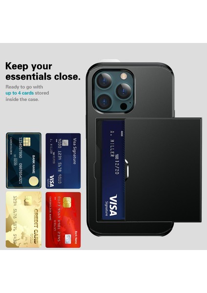 Iyi Koruyucu Çizilmeye Dayanıklı Sürgülü Kart Tutucu Pc + Tpu Hibrit Arka Telefon Kılıfı iPhone 13 6.1 Inç-Gümüş (Yurt Dışından) modelleri
