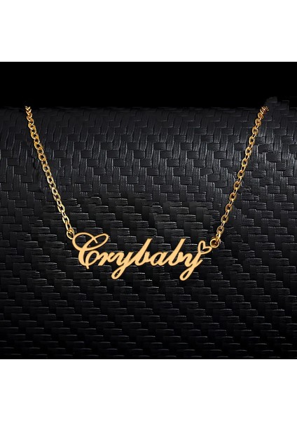 Aoloshow Crybaby Kalp Kolye ile Kadınlar Paslanmaz Çelik Altın Kaplama Anneler Günü Hediye Mol Renk: Gümüş Renk/uzunluk: 40CM (Yurt Dışından)