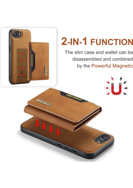 Dg.mıng M2 Serisi iPhone 16E Kılıf Pu+Pc+Tpu Telefon Kılıfı Çıkarılabilir Cüzdan-Kahverengi (Yurt Dışından) indirimleri