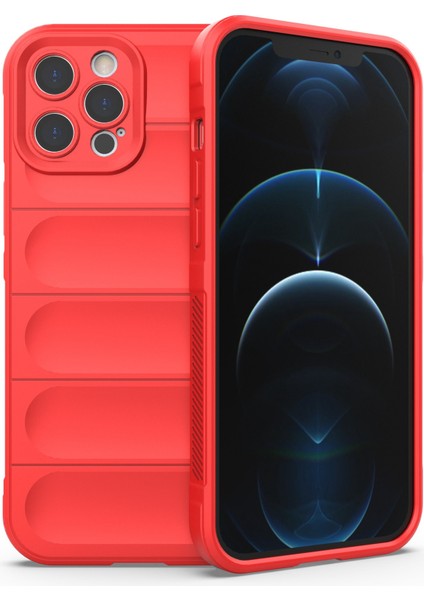 iPhone 12 Pro Max 6.7 Inç Tpu Telefon Koruyucu Kılıf, Düşmeye Karşı Dayanıklı Arka Kabuk Kılıfı-Kırmızı (Yurt Dışından)