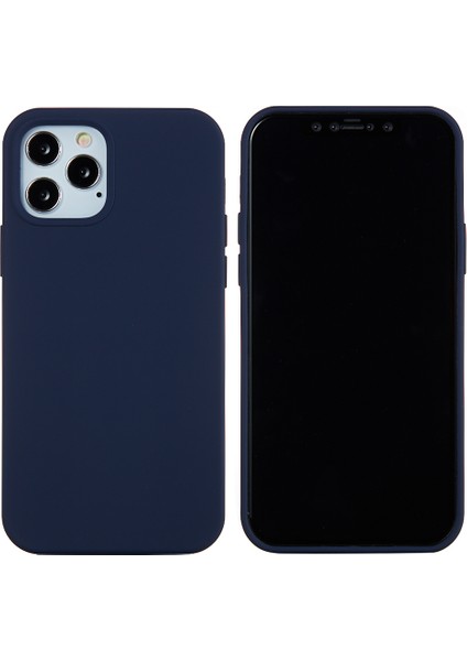 iPhone 12 Pro Max 6.7 Inç Sıvı Silikon Yumuşak Cep Telefonu Kılıfı Akıllı Telefon Kılıfı-Lacivert (Yurt Dışından)