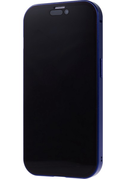 iPhone 15 Manyetik Kapak Metal Çerçeve + Çift Taraflı Temperli Cam Anti-Peep Telefon Kılıfı - Koyu Mavi (Yurt Dışından) indirimleri