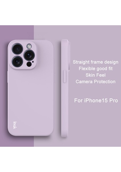 Imak Uc-4 Serisi iPhone 15 Pro Kılıfı Düz ​​kenar Esnek Tpu Telefon Kılıfı-Mor (Yurt Dışından) modelleri