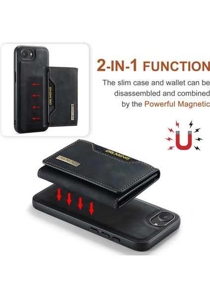 Dg.mıng M2 Serisi iPhone 16E Kılıf Pu+Pc+Tpu Telefon Kılıfı Çıkarılabilir Cüzdan-Siyah (Yurt Dışından) indirimleri