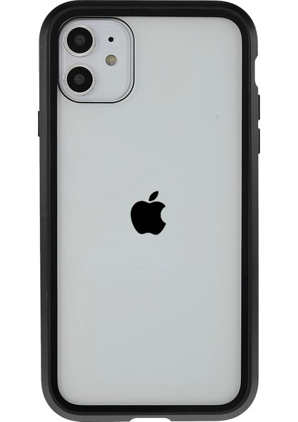 iPhone 11 6.1 Inç Için Gözetleme Önleyici Manyetik Kılıf Çift Taraflı Temperli Cam + Mıknatıs Emici Metal Tampon Çerçeve Tam Gövde Koruma Kılıfı-Siyah (Yurt Dışından) fiyatları