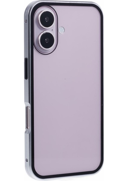 iPhone 16 Kılıfı Manyetik Tam Koruma Şeffaf Telefon Kılıfı-Gümüş (Yurt Dışından) fırsatları