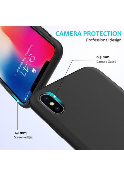 iPhone Xs Max 6.5 Inç Için Kenar Sarılı Sıvı Silikon Kılıf-Siyah (Yurt Dışından) fiyatları