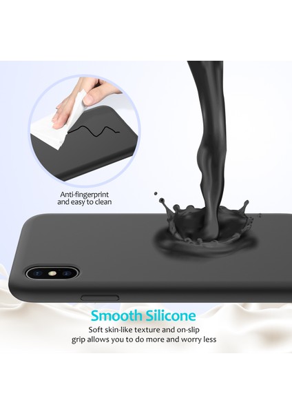 iPhone Xs Max 6.5 Inç Için Kenar Sarılı Sıvı Silikon Kılıf-Siyah (Yurt Dışından) fırsatları