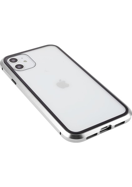 iPhone 11 6.1 Inç Için Gözetleme Önleyici Manyetik Kılıf Çift Taraflı Temperli Cam + Mıknatıs Emici Metal Tampon Çerçeve Tam Gövde Koruma Kılıfı-Gümüş (Yurt Dışından) fırsatları
