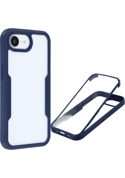 iPhone 16E Kılıfı Akrilik+Tpu Şeffaf Telefon Kılıfı Pet Ekran Filmi-Mavi (Yurt Dışından)