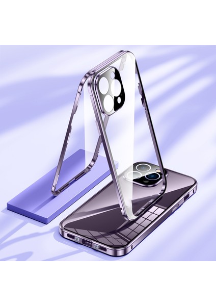 iPhone 16 Pro Max Kılıf Manyetik Adsorpsiyon Çift Taraflı Temperli Cam + Metal Telefon Kılıfı Tokalı - Siyah (Yurt Dışından) modelleri