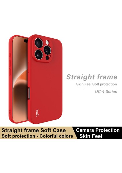 Imak Uc-4 Serisi iPhone 16 Pro Tpu Kılıf Yumuşak Telefon Kılıfı Düz ​​kenar-Kırmızı (Yurt Dışından) fiyatları