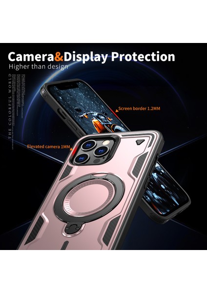 iPhone 13 Pro Max/12 Pro Max Kılıfı Magsafe Askeri Koruma Pc+Tpu Kickstand Telefon Kılıfı ile Uyumlu-Gül Altını (Yurt Dışından) indirimleri