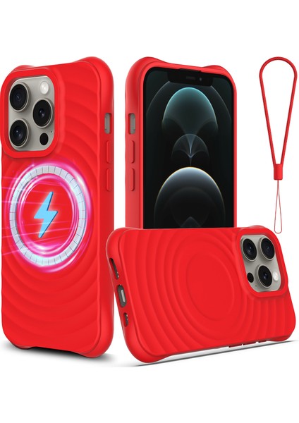 iPhone 12/12 Pro Koruyucu Kılıf Yumuşak Sıvı Silikon Telefon Kılıfı Magsafe-Red ile Uyumlu (Yurt Dışından)