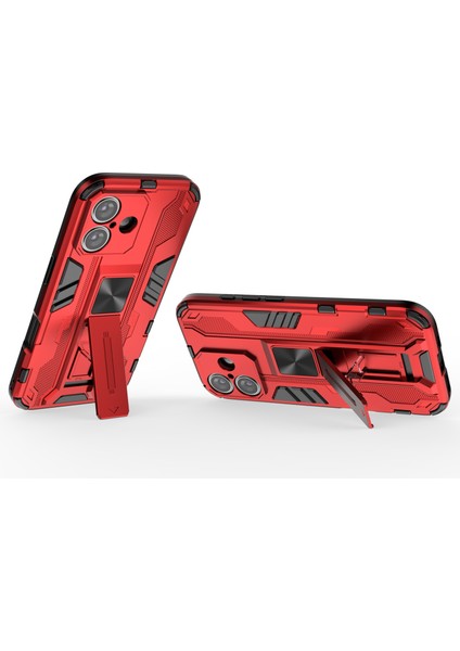 iPhone 16 Kılıfı Pc+Tpu Darbeye Dayanıklı Telefon Kılıfı Kickstand Ile-Kırmızı (Yurt Dışından) modelleri