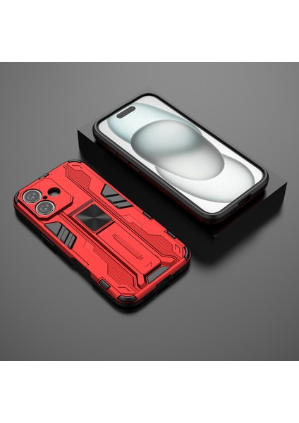 iPhone 16 Kılıfı Pc+Tpu Darbeye Dayanıklı Telefon Kılıfı Kickstand Ile-Kırmızı (Yurt Dışından) indirimleri