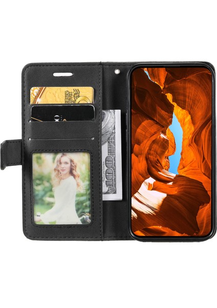 iPhone 16 Pro Max Kılıf Cüzdan Cilt Dokunuşlu Deri Kapak Baskılı Çizgiler-Siyah (Yurt Dışından) fiyatları
