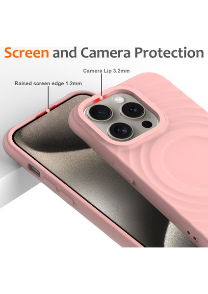 iPhone 13 Pro Kılıfı Için Magsafe Dalgalı Doku Sıvı Silikon Telefon Kılıfı ile Uyumlu-Pembe (Yurt Dışından) indirimleri