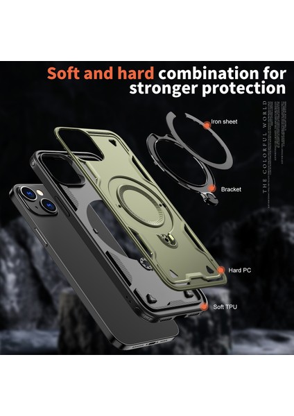 iPhone 14/13 Kılıfı Için Magsafe Askeri Koruma Pc+Tpu Kickstand Telefon Kılıfı ile Uyumlu-Zeytin Yeşili (Yurt Dışından) fırsatları