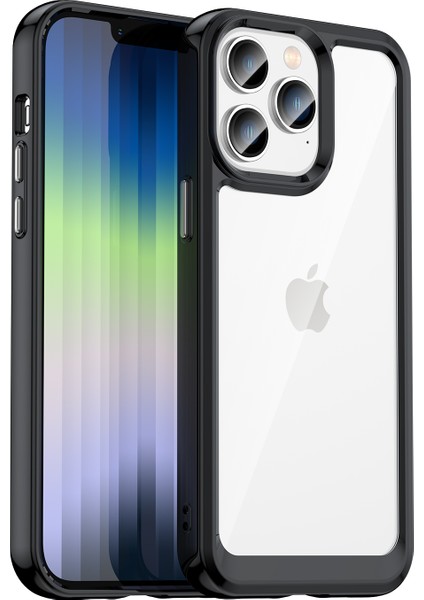 iPhone 14 Pro 6.1 Inç Dört Köşe Düşmeye Karşı Fırça Dokusu Parmak Izi Önleyici Tpu+Akrilik Cep Telefonu Kılıfı Kapağı-Siyah (Yurt Dışından)