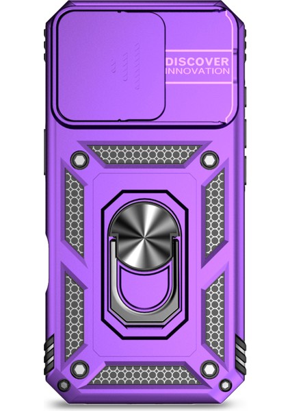 iPhone 16 Pro Kılıf Halkalı Kickstand Pc+Tpu Telefon Kılıfı Camshield-Mor (Yurt Dışından) fiyatları