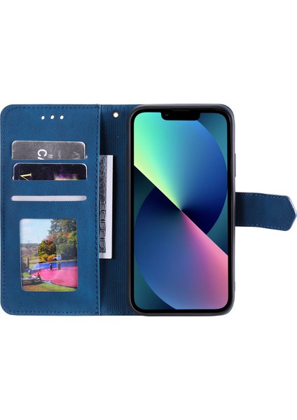 iPhone 14 Plus Için Ekleme Dikişi Cilt Dokunuşlu Folio Flip Kılıf Standı Pu Deri Düşmeye Dayanıklı Cep Telefonu Kılıfı-Mavi (Yurt Dışından) fiyatları