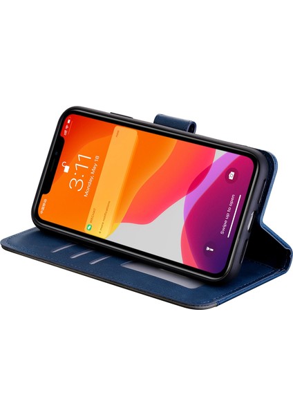 iPhone 14 Plus Için Ekleme Dikişi Cilt Dokunuşlu Folio Flip Kılıf Standı Pu Deri Düşmeye Dayanıklı Cep Telefonu Kılıfı-Mavi (Yurt Dışından) modelleri