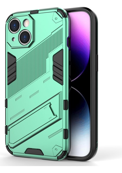 iPhone 15 Plus Cep Telefonu Kılıfı Pc+Tpu Arka Kapak Kickstand Düşme Koruması Kabuk-Yeşil (Yurt Dışından)