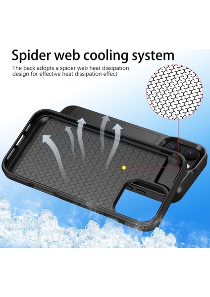 iPhone 16 Pro Max Kılıfı Kayar Kart Tutucu Pc+Tpu Telefon Arka Kapağı-Altın (Yurt Dışından) fiyatları