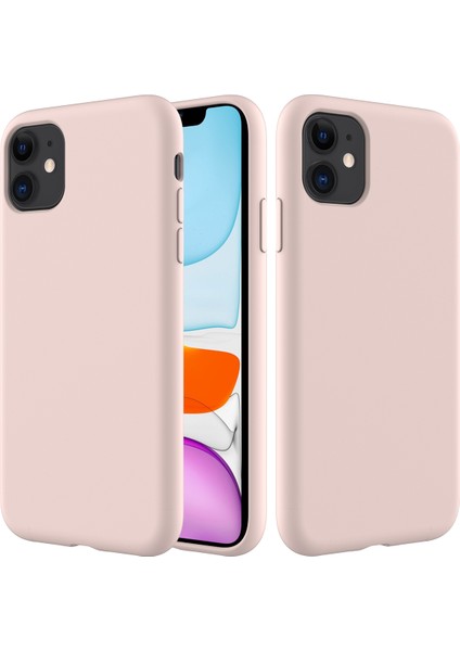 Çizilmez Yumuşak Sıvı Silikon Telefon Kabuğu Cep Telefonu Çantası Kılıfı iPhone 11 6.1 Inç (2019)-PEMBE (Yurt Dışından)