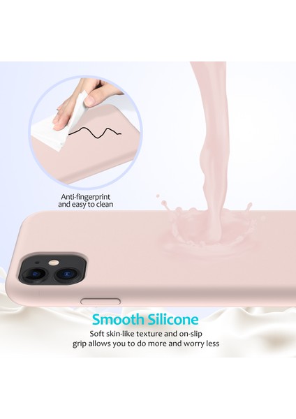 Çizilmez Yumuşak Sıvı Silikon Telefon Kabuğu Cep Telefonu Çantası Kılıfı iPhone 11 6.1 Inç (2019)-PEMBE (Yurt Dışından) fırsatları