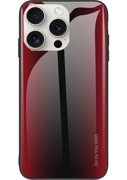 iPhone 16 Pro Max Kılıfı Karbon Fiber Doku Temperli Cam+Tpu Telefon Kılıfı-Kırmızı (Yurt Dışından)