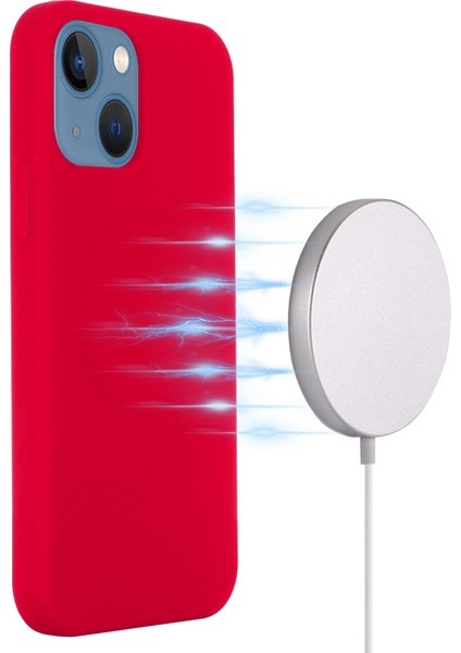 iPhone 13 Kılıfı Magsafe Sıvı Silikon Telefon Kılıfı ile Uyumlu-Kırmızı (Yurt Dışından) modelleri