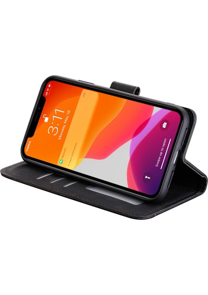 iPhone 14 Plus Için Ekleme Dikişi Cilt Dokunuşlu Folio Flip Kılıf Standı Pu Deri Düşmeye Dayanıklı Cep Telefonu Kılıfı-Siyah (Yurt Dışından) modelleri