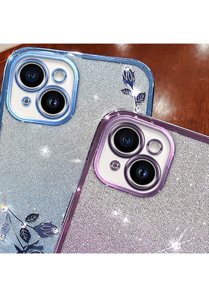 Kadem iPhone 15 Slim-Fit Shell Çiçek Parıltılı Yapay Elmas Tpu Degrade Kapak Cep Telefonu Kılıfı-Gül Altını (Yurt Dışından) fiyatları