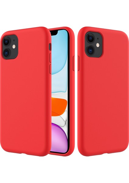 Çizilmez Yumuşak Sıvı Silikon Telefon Kabuğu Cep Telefonu Çantası Kılıfı iPhone 11 6.1 Inç (2019)-KIRMIZI (Yurt Dışından)