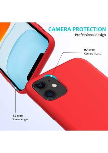 Çizilmez Yumuşak Sıvı Silikon Telefon Kabuğu Cep Telefonu Çantası Kılıfı iPhone 11 6.1 Inç (2019)-KIRMIZI (Yurt Dışından) modelleri
