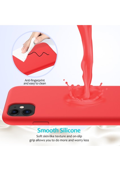 Çizilmez Yumuşak Sıvı Silikon Telefon Kabuğu Cep Telefonu Çantası Kılıfı iPhone 11 6.1 Inç (2019)-KIRMIZI (Yurt Dışından) indirimleri
