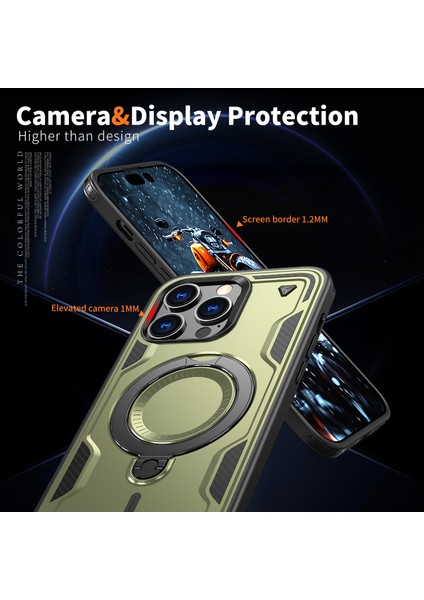 iPhone 14 Pro Max Kılıfı Magsafe Askeri Koruma Pc+Tpu Kickstand Telefon Kılıfı ile Uyumlu-Zeytin Yeşili (Yurt Dışından) indirimleri