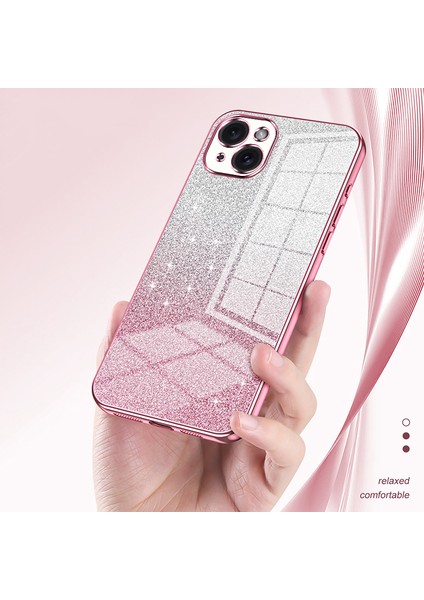 iPhone 15 Plus Cep Telefonu Kılıfı Darbeye Dayanıklı Degrade Parıltılı Hassas Kesik Tpu Kapak-Mor (Yurt Dışından) modelleri